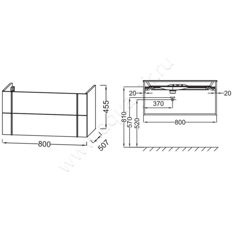 Тумба под раковину Jacob Delafon Nouvelle Vague EB3030G91 размеры