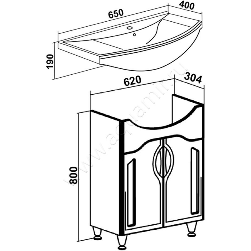 Тумба под раковину Runo Толедо 00000001038 размеры