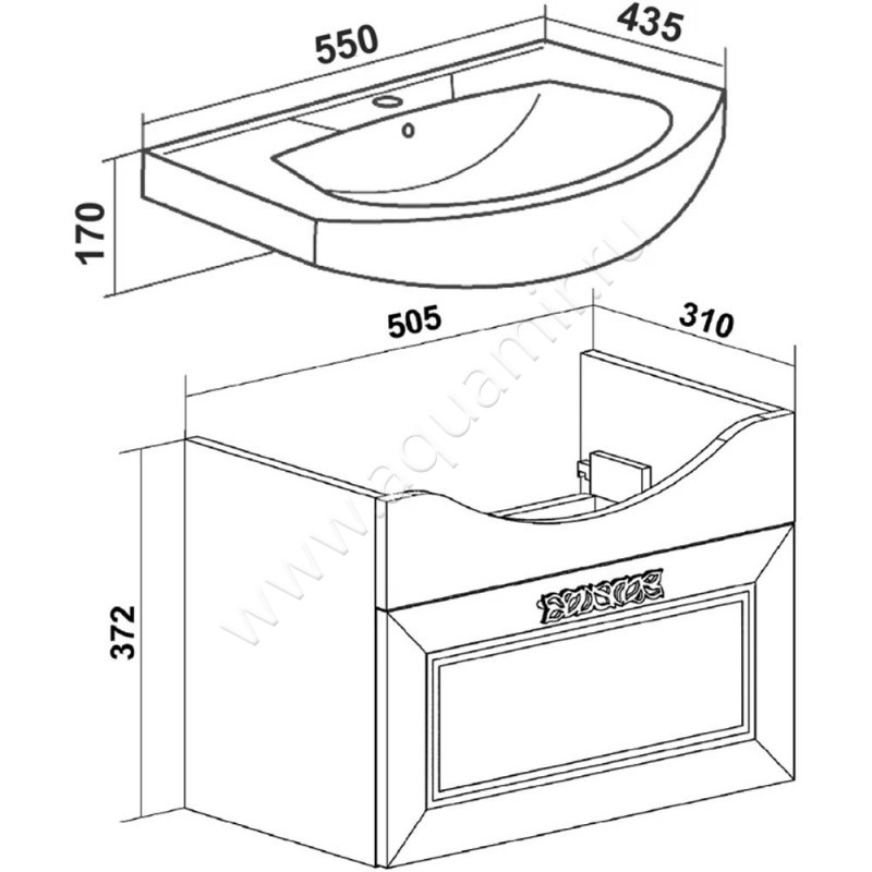 Тумба под раковину Runo Монро 0000000458 размеры