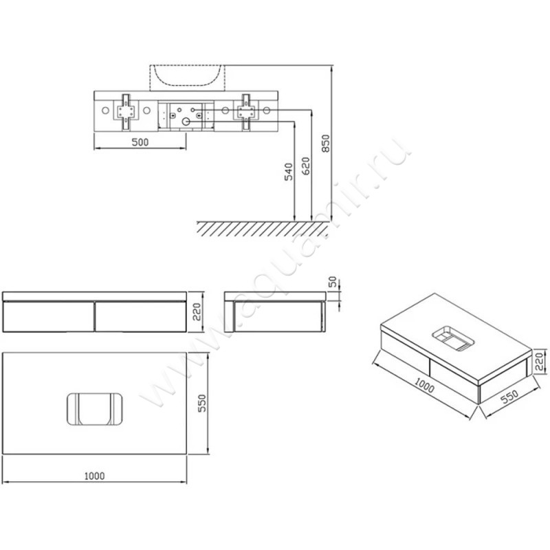 Тумба под раковину Ravak Formy X000001030 размеры