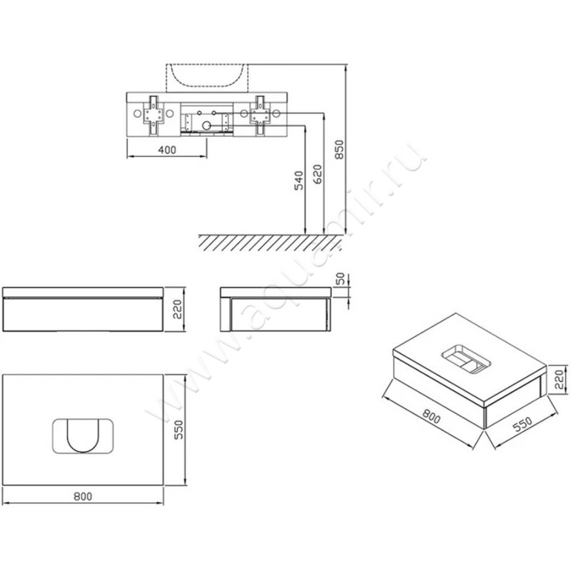 Тумба под раковину Ravak Formy X000001035 размеры