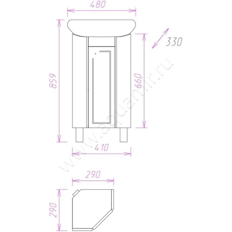 Тумба под раковину Onika Малютка 103301 размеры