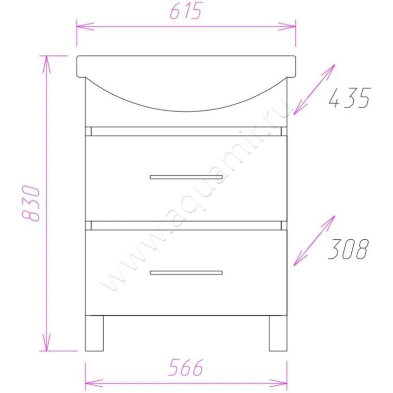 Тумба под раковину Onika Дельта 106090 размеры