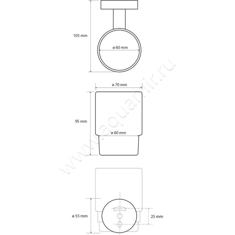 Стакан Bemeta Dark 104110010 размеры