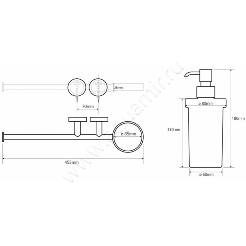 Дозатор Bemeta Omega 104019012 размеры