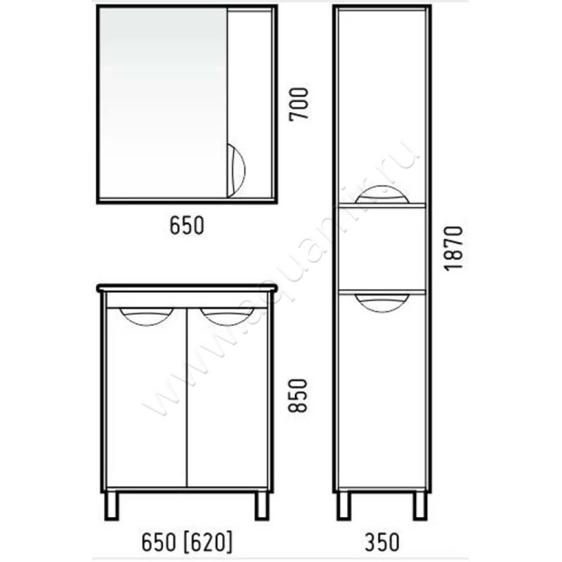 Тумба под раковину Corozo Чикаго SD00000325 размеры