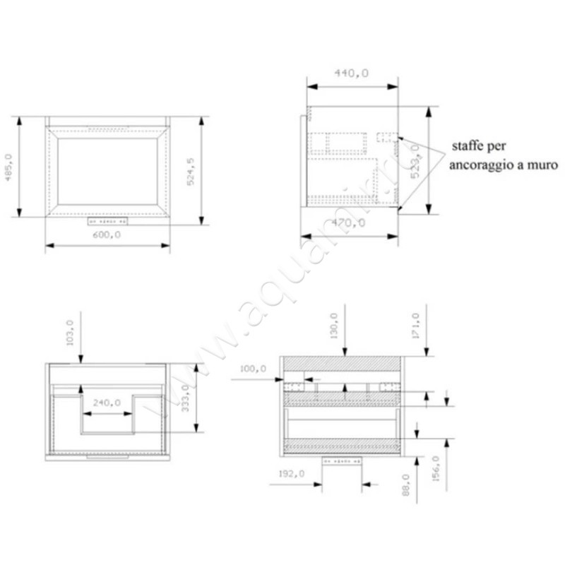 Тумба под раковину EBAN Paola FBSPA060BA0BIASSOLUTO размеры