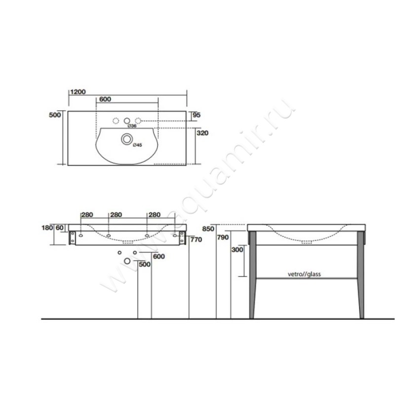 Тумба под раковину Kerasan Bentley 917347 размеры