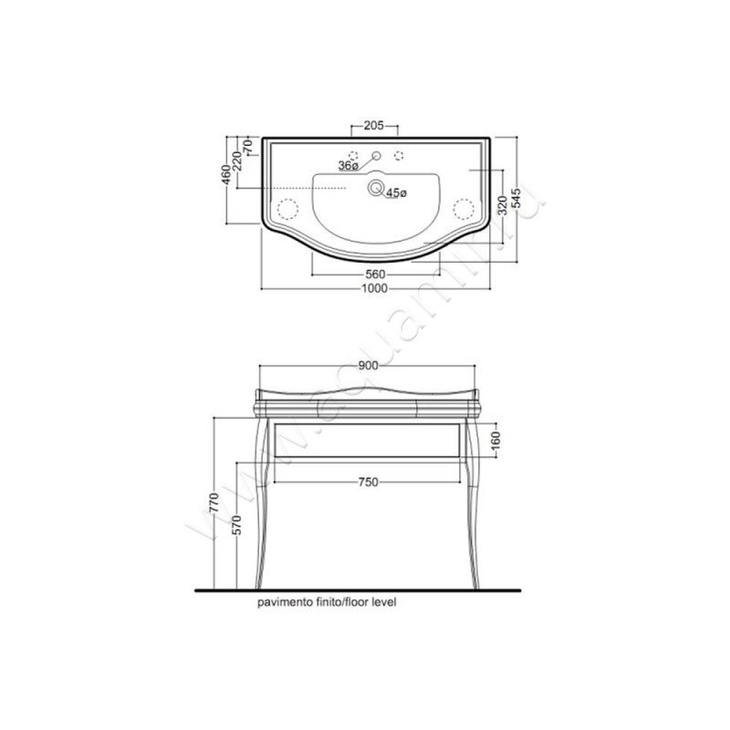 Тумба под раковину Kerasan Retro 7363K7 размеры