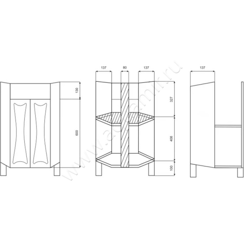 Тумба под раковину Misty Лотос ЭЛОТ0104001УГ размеры