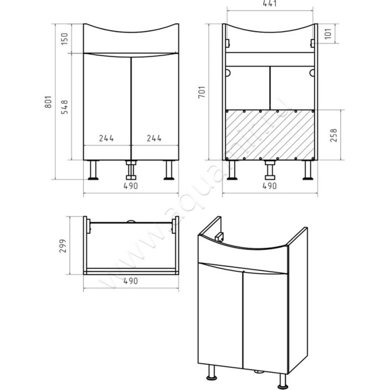 Тумба под раковину Misty Смайл ЭСМА01050031ПР размеры