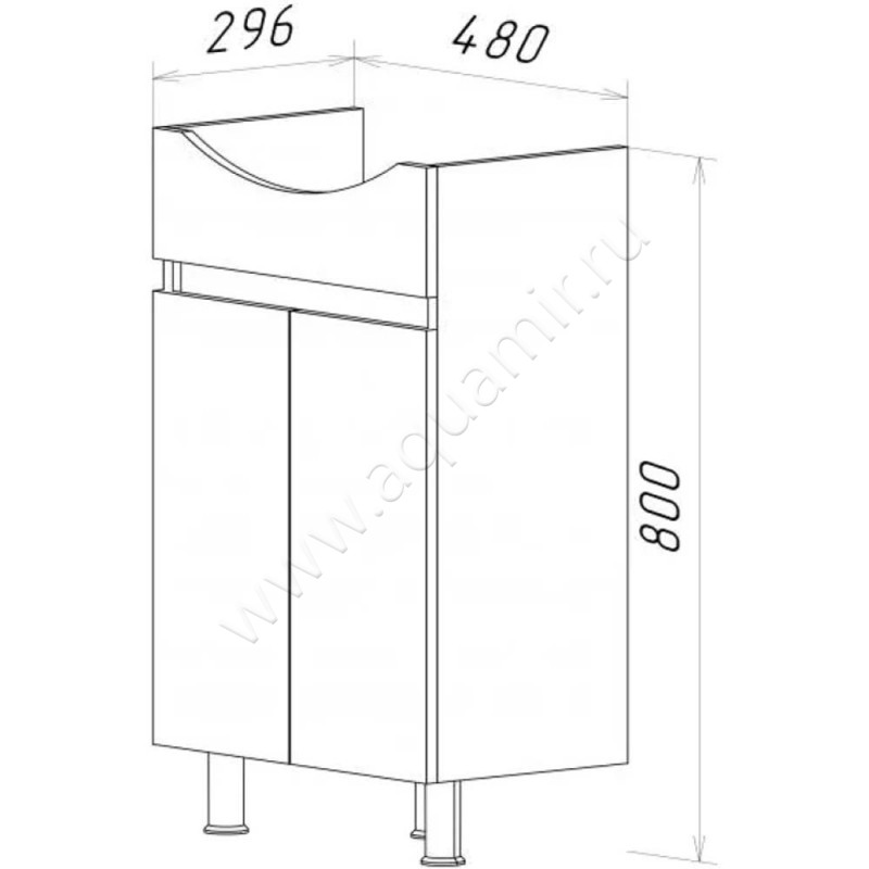 Тумба под раковину Misty Элегия ЭЭЛЕ01050011Н размеры