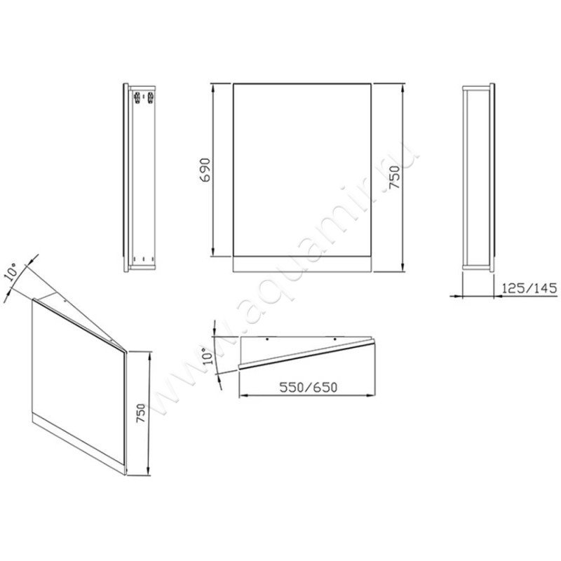 Зеркало Ravak 10 X000001073 размеры