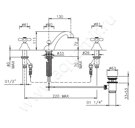 Смеситель для раковины Nicolazzi Nuova Brenta 2508CR размеры
