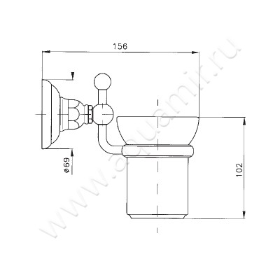 Стакан настенный Nicolazzi Classica 1488CR размеры