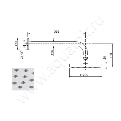 Верхний душ Nicolazzi Doccia Collection 5705CR20 размеры