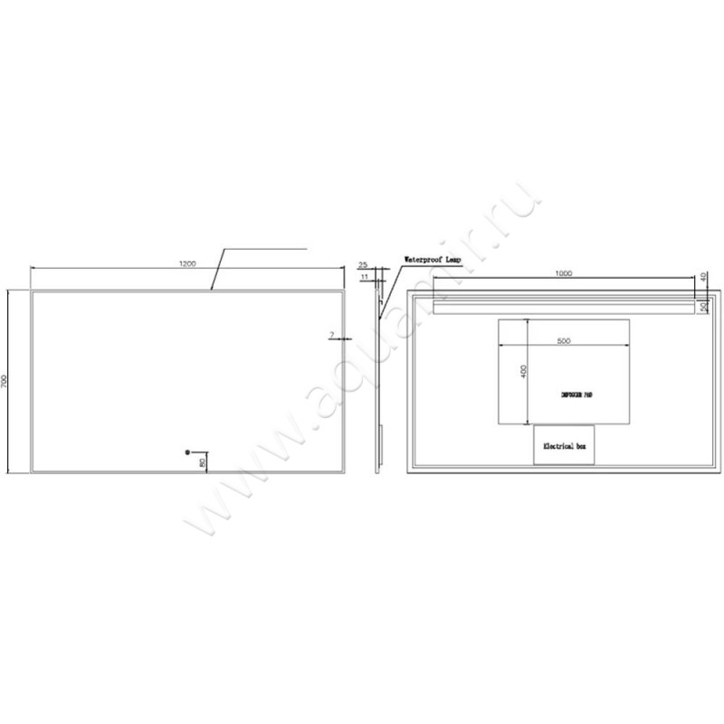 Зеркало с подсветкой Armadi Art 543120G размеры