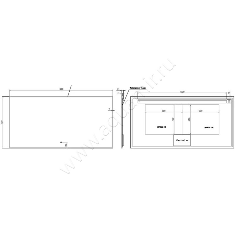 Зеркало с подсветкой Armadi Art 543140CR размеры