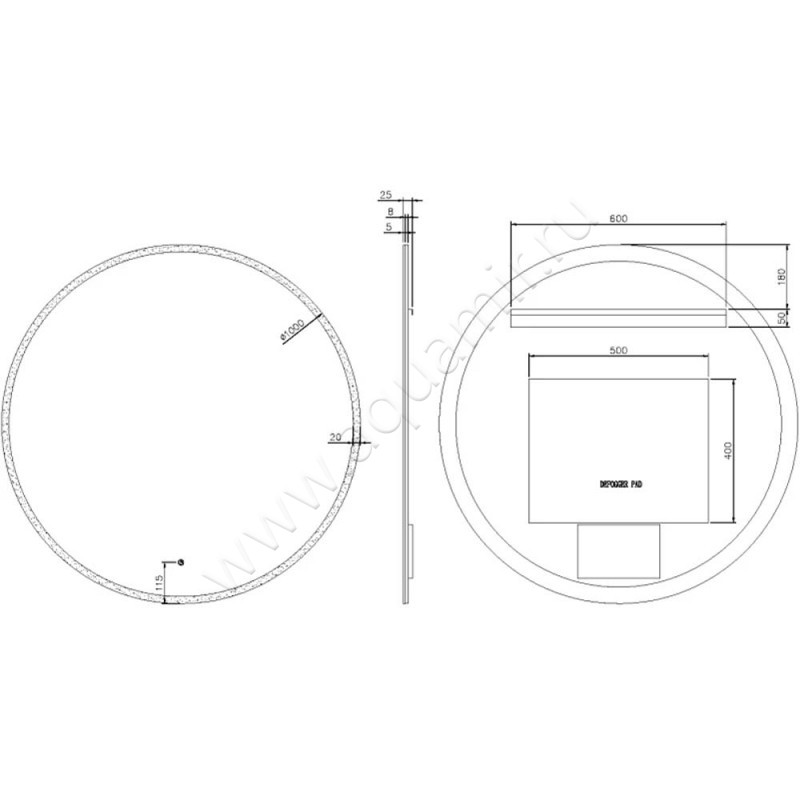 Зеркало с подсветкой Armadi Art 545100 размеры