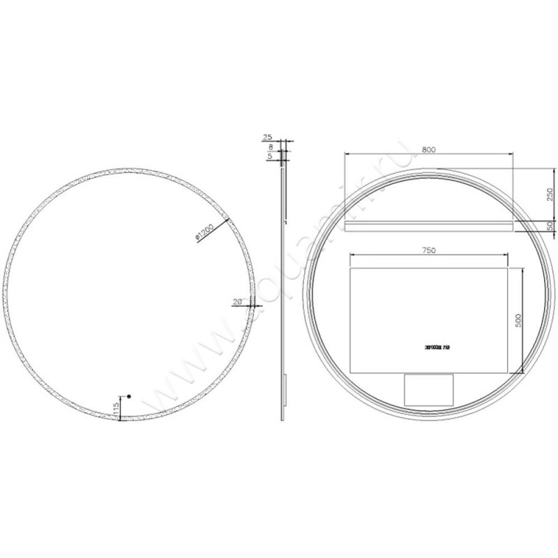 Зеркало с подсветкой Armadi Art 545120MG размеры
