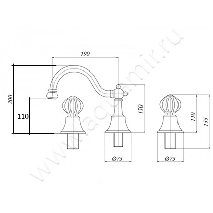 Смеситель для биде Migliore Olivia 19010 размеры