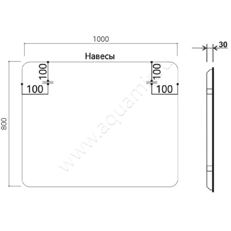 Зеркало с подсветкой Vincea VLM3MA1002 размеры