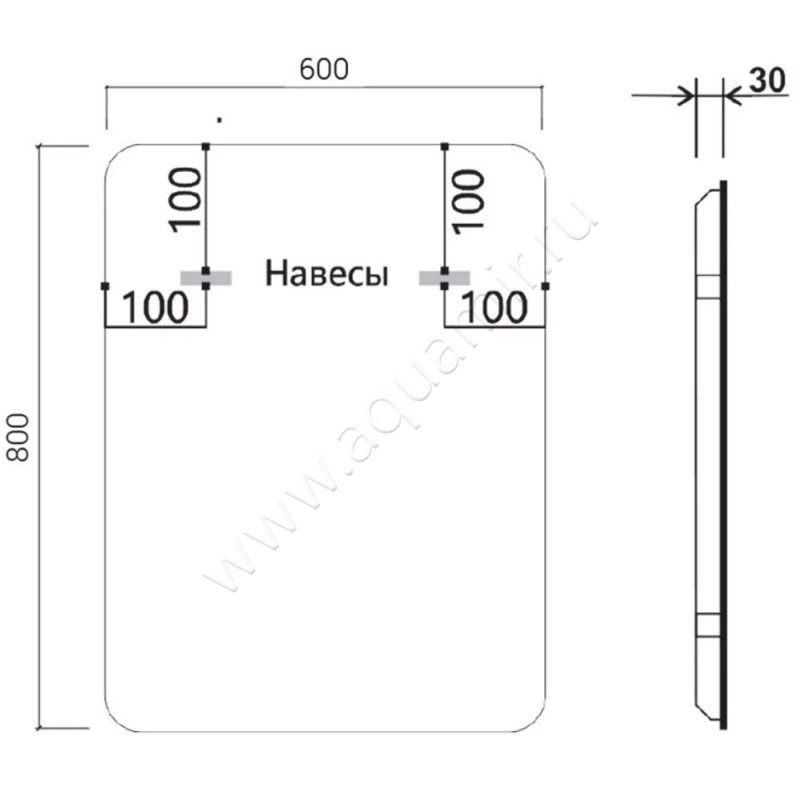 Зеркало с подсветкой Vincea VLM3MA600 размеры