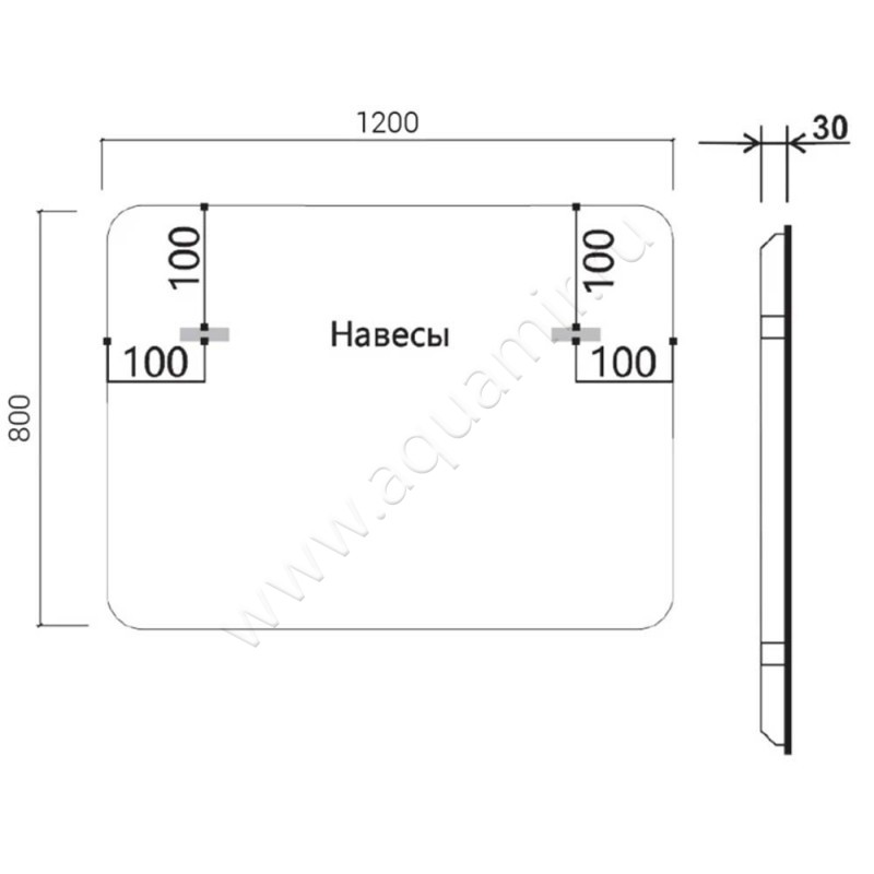 Зеркало с подсветкой Vincea VLM3VC1202 размеры