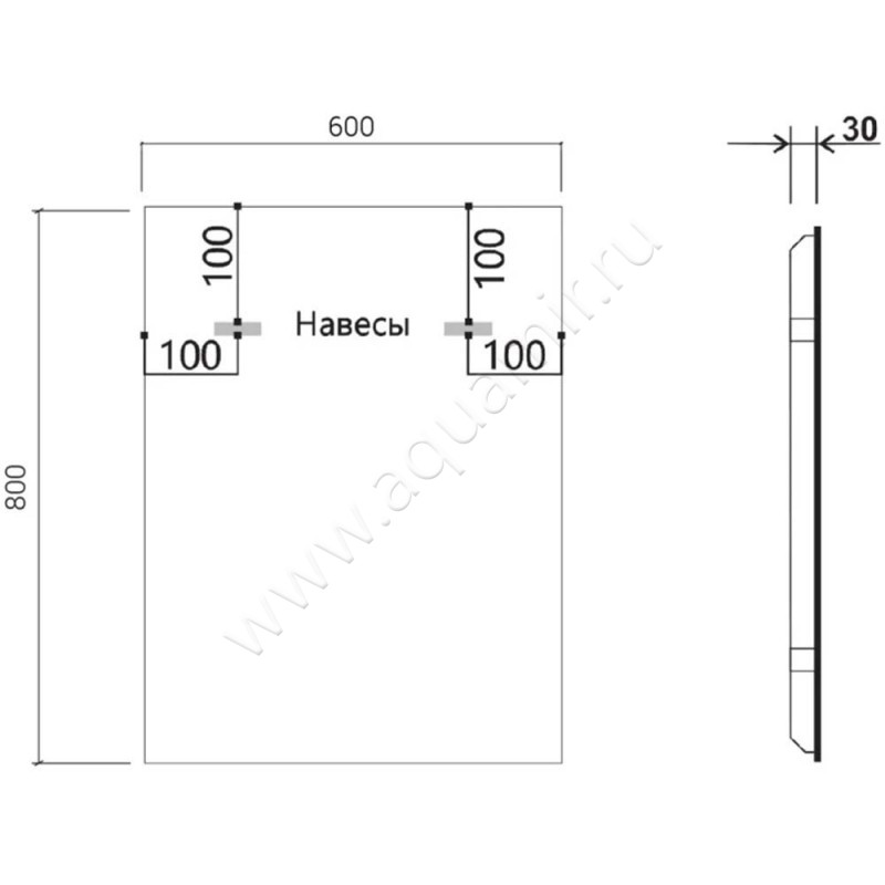 Зеркало с подсветкой Vincea VLM3VN600B2 размеры