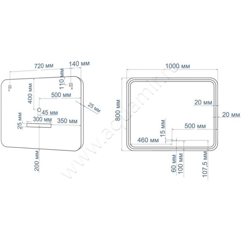 Зеркало с подсветкой Art&Max Genova AMGEN1000800DSF размеры