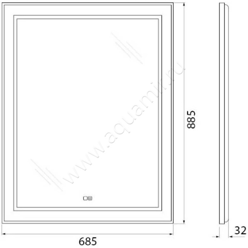 Зеркало с подсветкой BelBagno Kraft SPCKRAFT685885TCHWARMNERO размеры
