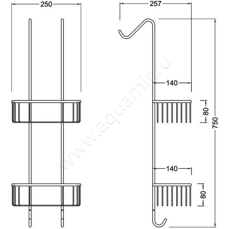 Полкa для душа Timo Nelson 160084/02 размеры