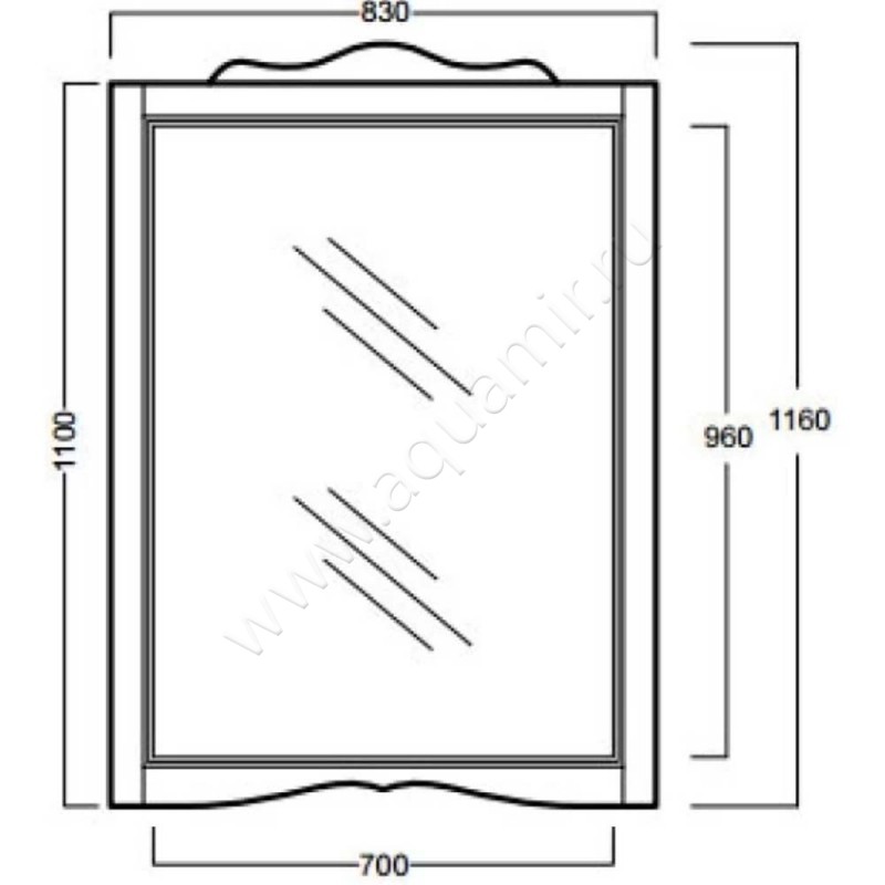 Зеркало Simas Arcade ARS2NOCE размеры