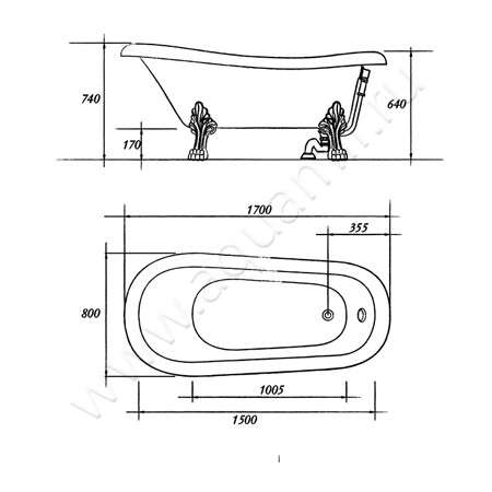 Ванна из литьевого мрамора Migliore Bella 23132 размеры