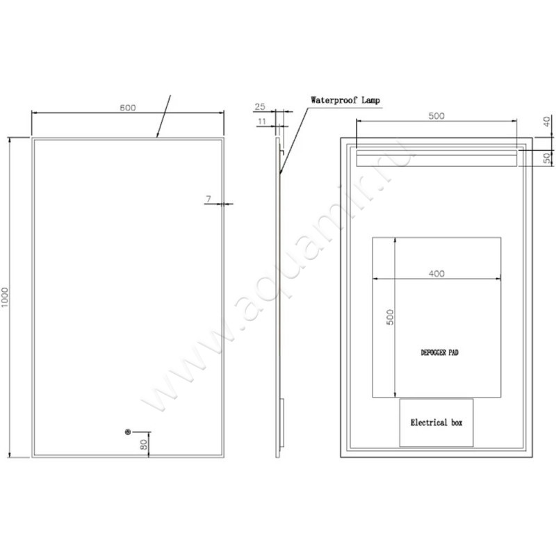 Зеркало с подсветкой Armadi Art 569G размеры