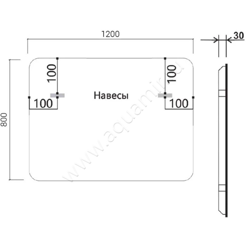 Зеркало с подсветкой Vincea VLM3VC120 размеры