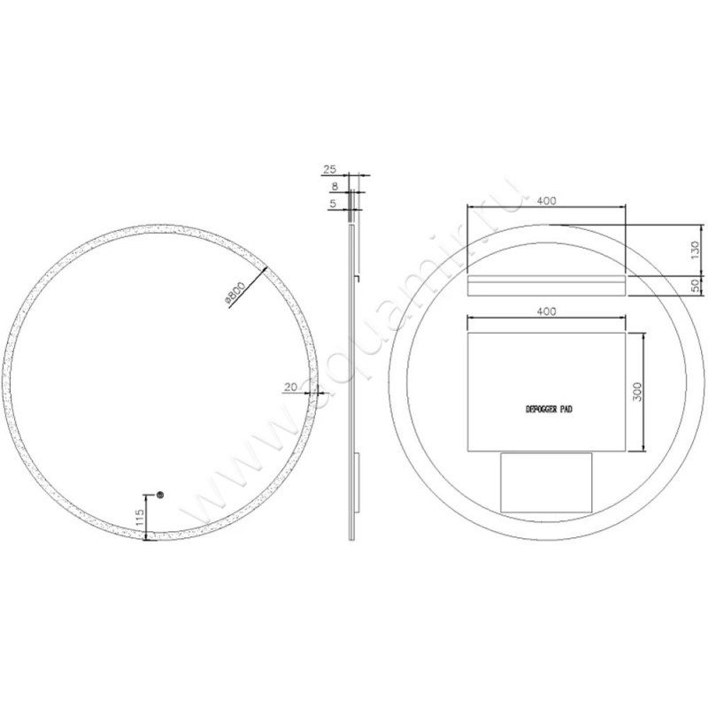 Зеркало с подсветкой Armadi Art 5452 размеры