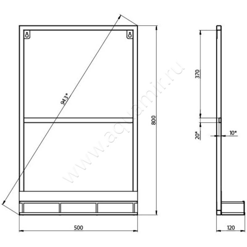 Зеркало Grossman Метрис 205001 размеры