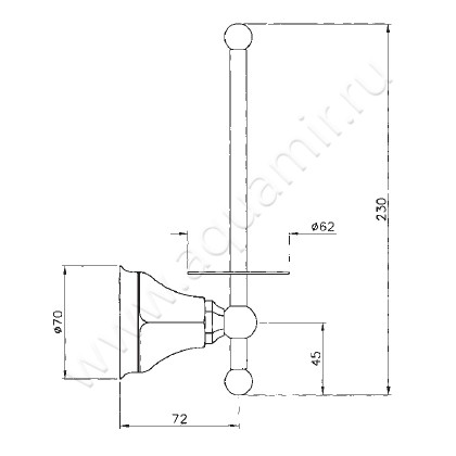 Бумагодержатель Nicolazzi Teide 1497CR05 размеры