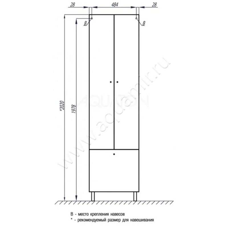 Шкаф-пенал Aquaton Симпл 1A137403SL010 размеры