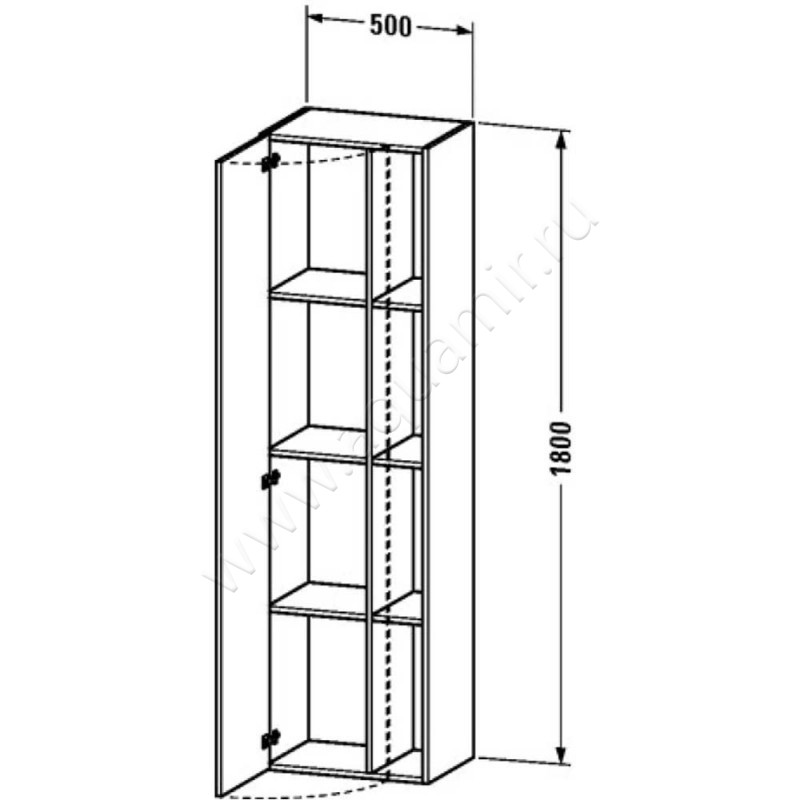 Шкаф-пенал Duravit DuraStyle DS1249L9191 размеры