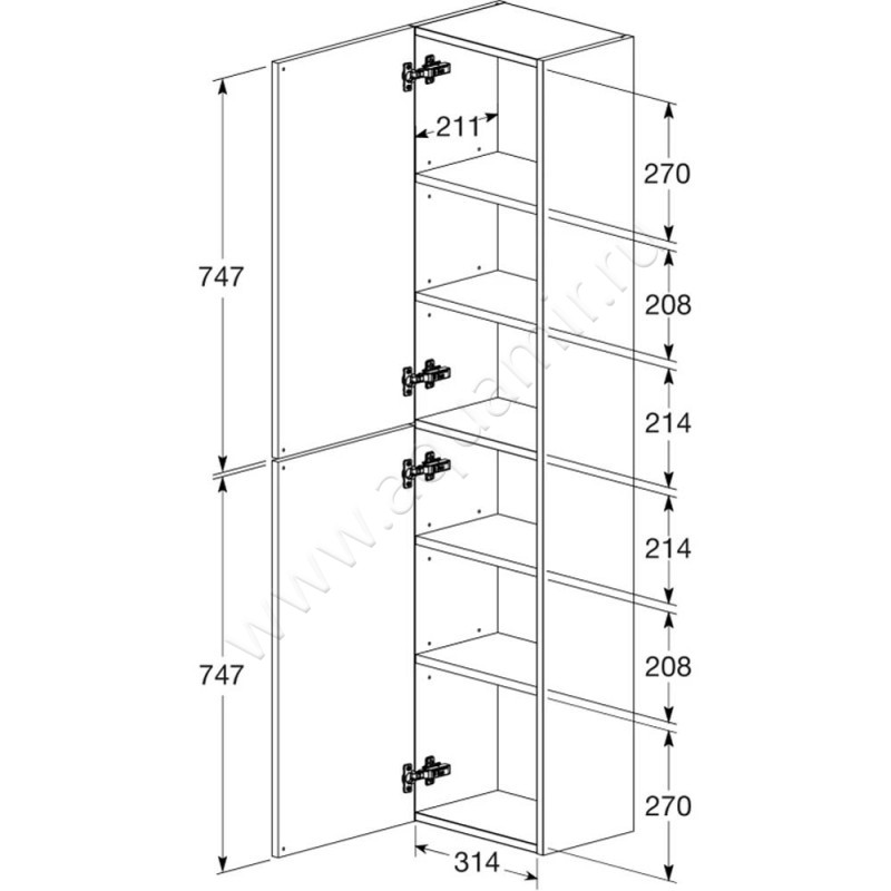 Шкаф-пенал Roca The Gap A857427402 размеры