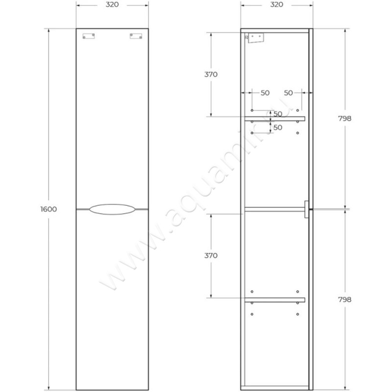 Шкаф-пенал BelBagno Acqua ACQUA16002ASCPSP размеры