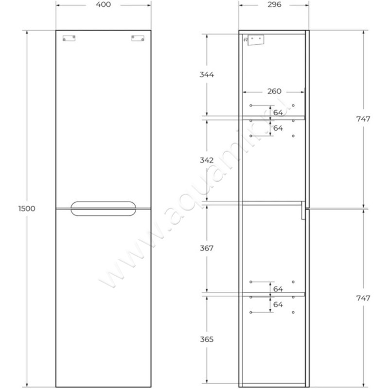 Шкаф-пенал BelBagno Etna ETNA15002ASCRWPR размеры