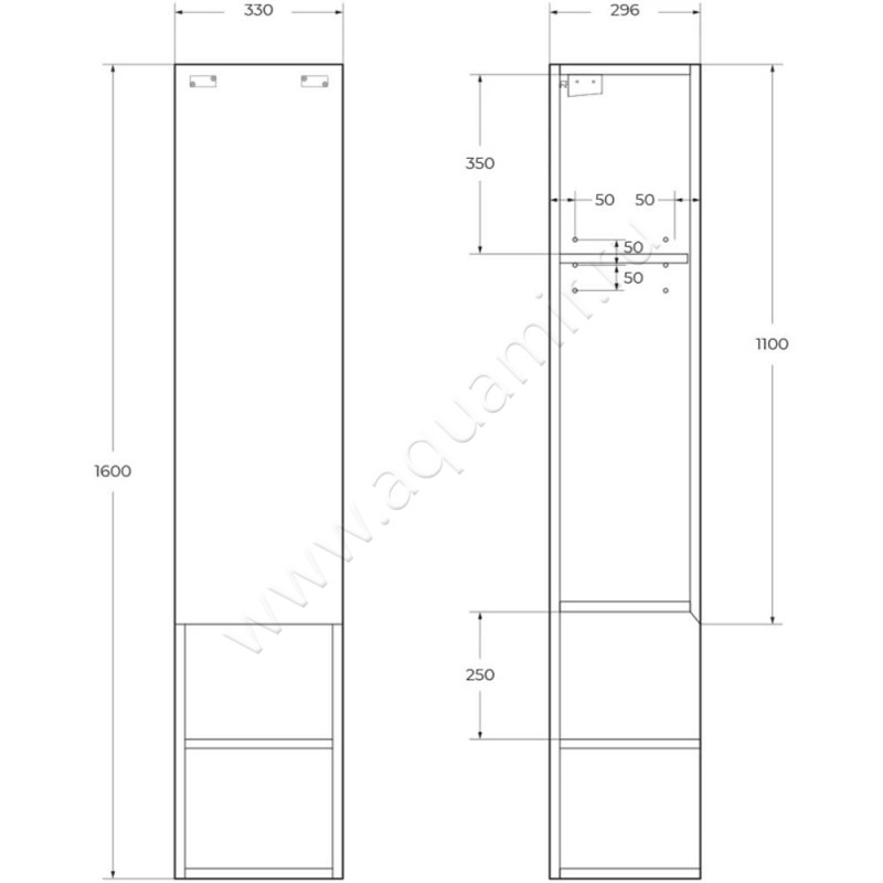 Шкаф-пенал BelBagno Kraft KRAFT16001ASCRNNL размеры