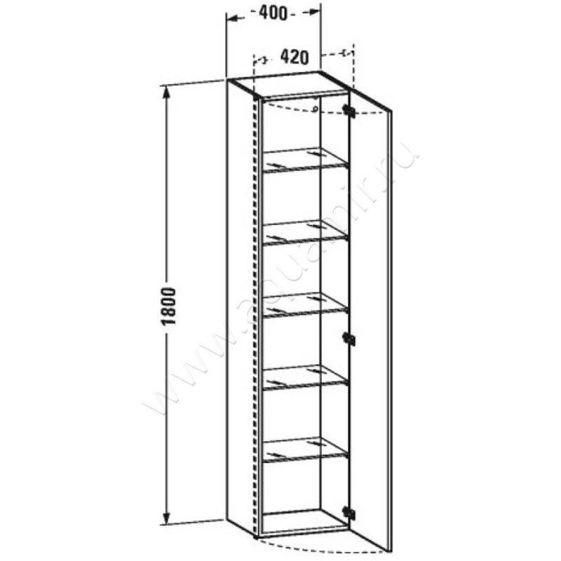 Шкаф-пенал Duravit DuraStyle DS1229R7575 размеры