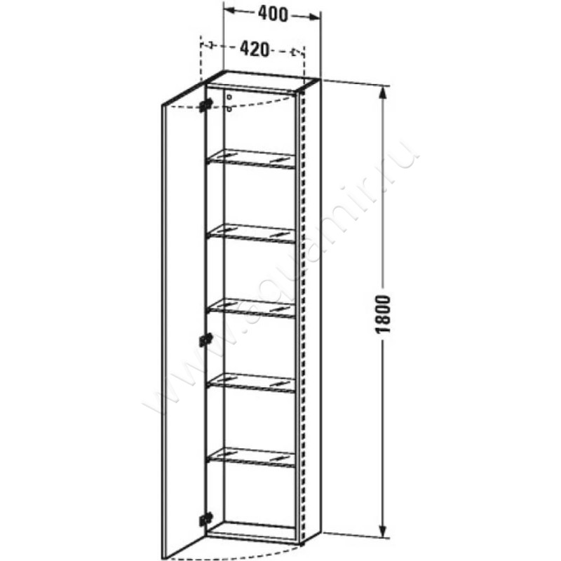 Шкаф-пенал Duravit DuraStyle DS1228L9191 размеры