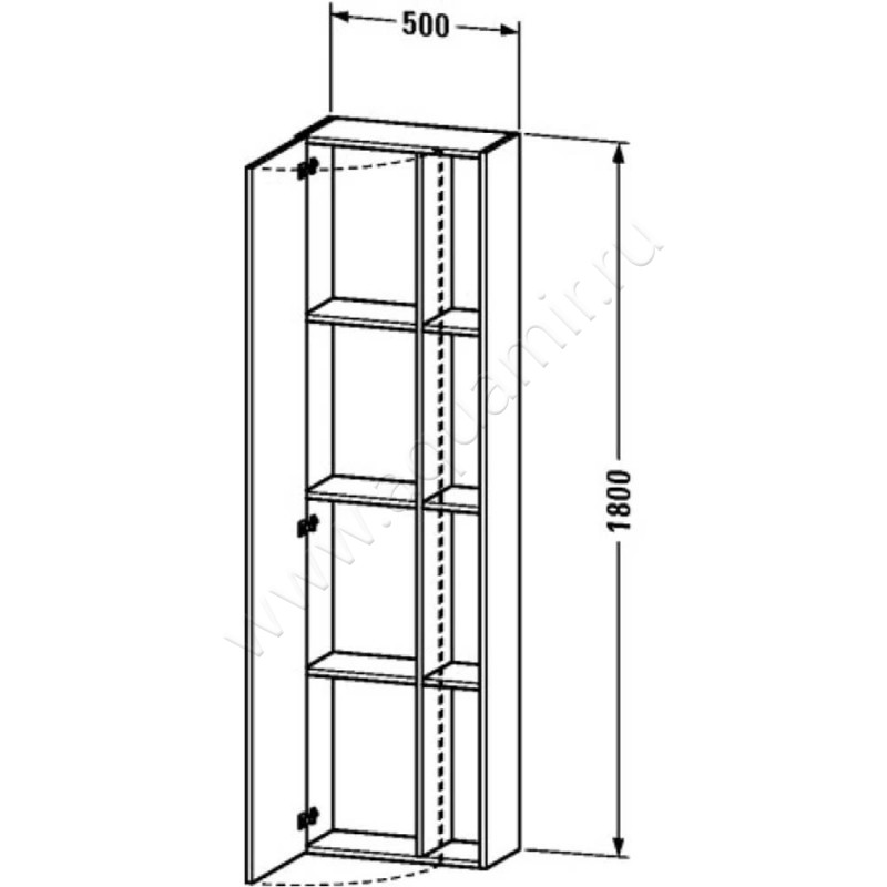 Шкаф-пенал Duravit DuraStyle DS1248L4949 размеры