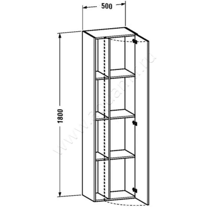 Шкаф-пенал Duravit DuraStyle DS1249R4343 размеры