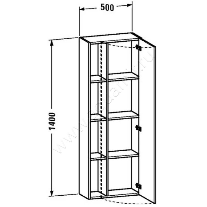 Шкаф-пенал Duravit DuraStyle DS1238R2222 размеры